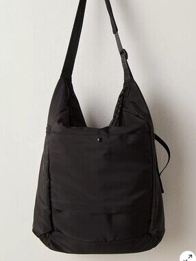 Free People FP Movement No Time Zones Carryall Tote Bag 🤍 Black | NWT